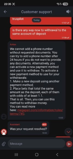 مراجعة Megapari: customer support & KYC